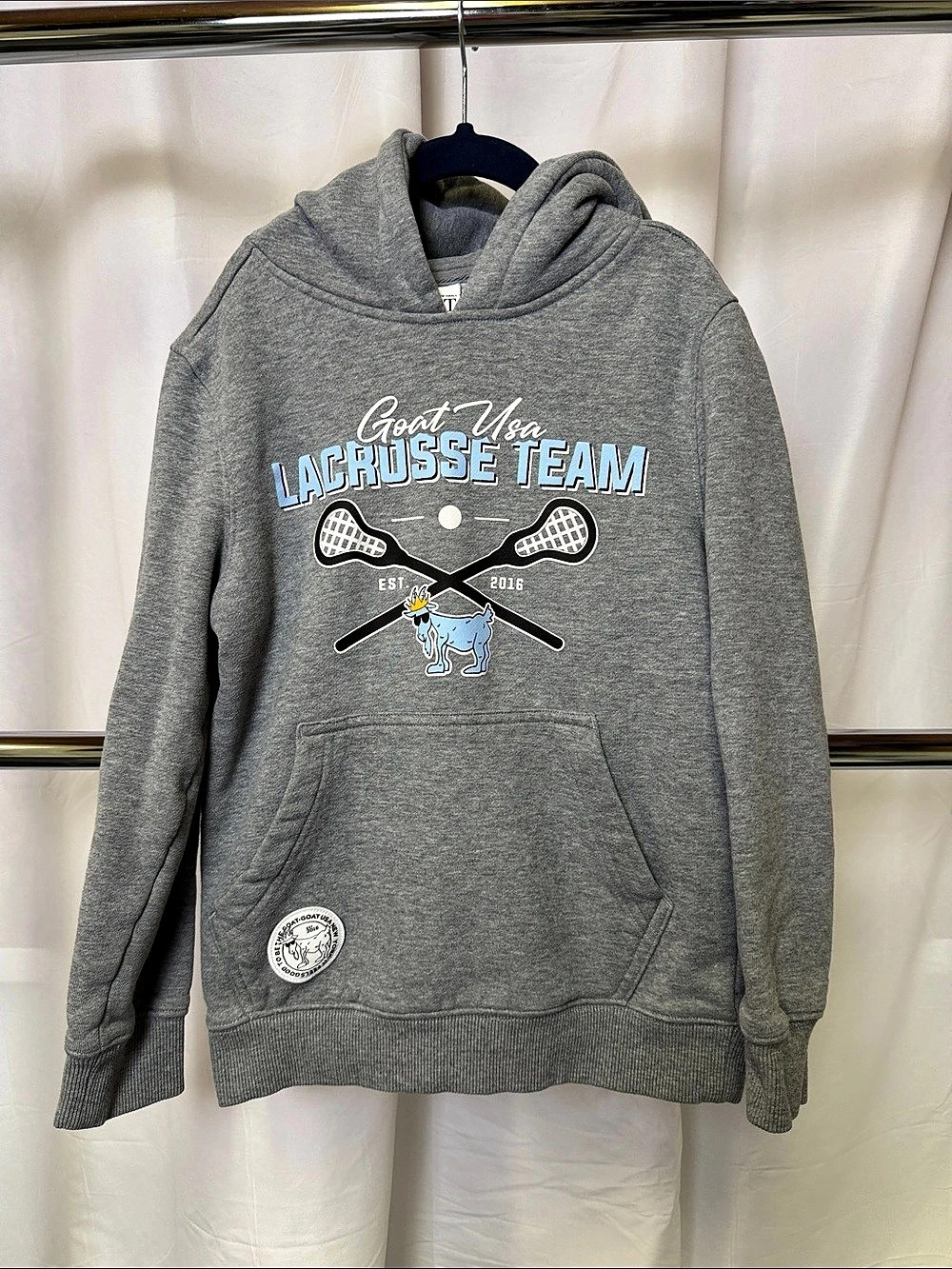 Goat USA boys Lacrosse Team Hoodie Gray Boys Youth Small